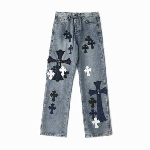 chrome Hearts X Sexrecords克罗心金属贴皮十字架水洗牛王展会限定牛仔裤 真实还原Vintage极致质感 意产特种牛皮印花再切割 订制羊皮