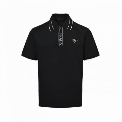 Prada 普拉达 25Ss 门襟螺纹字母三角标刺绣Polo短袖 时尚型裁设计 兼具个性 简约不简单 客供精仿棉打造珠地材质面料,领口丝光面料编织， 内里工整