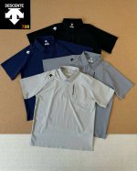 迪桑特Descentb1165E 立体橡胶Logo 商务休闲百搭户外运动贴身舒适吸汗透气短袖polo衫 男女同款 颜色 黑色 藏青 黑色 米白 尺码 M-5Xl