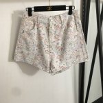 款号20253167 Chane*新款 小鱼涂鸦印花时尚百搭牛仔短裤 白色 -Xl M码 腰围74 衣长38