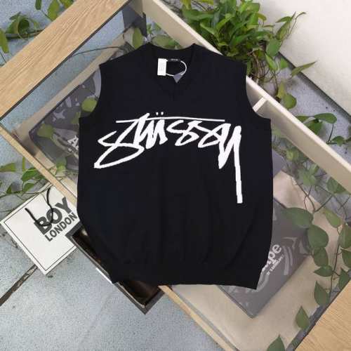 上新140 款号：Bm640 高版本 2025新款Stussy斯图西经典字母图案Logo提花情侣宽松针织毛衣背心，采用原版百分百100%羊毛面料，原版定制纱线，