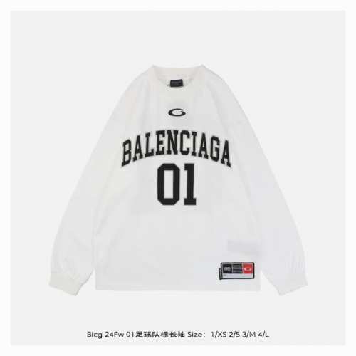 ：260 Balenciga 巴黎世家 24Fw 01足球队标长袖 采用进口印花+贴布刺绣工艺，工艺复杂，纯棉柔软面料，对色定染面料，潮流感十足，Os版型，三标
