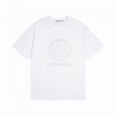 Lululemon新款胸前大标反光胶印立体情侣两色短袖热门网红推荐 三标齐全-定制订版还原-王炸热门单品夏季 高克重纯棉双纱-反光设计立体胶印加厚三针五线领口肩