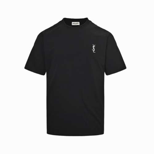 ysl 圣罗兰 经典刺绣字母Logo短袖 胸前高密刺绣Logo 原版1:1针织纯棉280克重面料 同色定制色织色染高密度螺纹 采用进口田岛高密度重工刺绣机绣花
