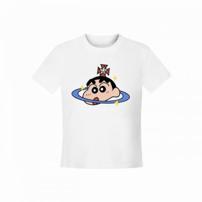 Vivienne West Wood 西天后薇薇安 2025夏季设计款蜡笔小新土星印花正肩短袖T恤 女款 全网独家纯棉高品质 独家模特图已保护可上平台 款号：V