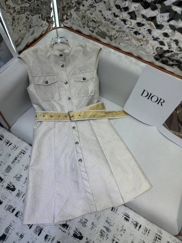 dio* 25Ss新款立领连衣裙 定制金线菱形提花面料 搭配字母腰带 时尚气质款 两色三码 Sml