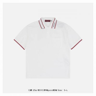 gucci 古驰 25Ss 领口G字母Polo短袖 原版5600购入，原版面料 G珠地布料，选用棉质珠地网眼布打造，定制材质 G长绒棉，衣领为双系统提花定织扁机