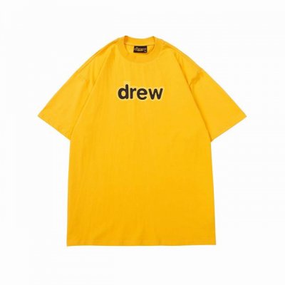 drew 笑脸短袖T 字母款 #802 定织定染32支230克双纱棉面料 进口胶浆印花，领口纯棉螺纹定制，不易变形，可区别市场版本，开模定制新款吊牌 水洗标 原