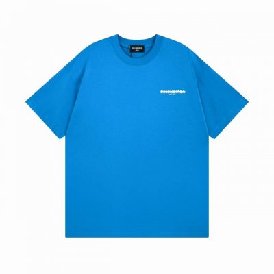 Balenci*Ga 巴黎.封条字母Logo印花短袖T恤面料：240克双纱高密度纯棉面料 - 工艺: 整件衣服采用精密压花工艺 - 男女同款均可驾驭 - 尺码：