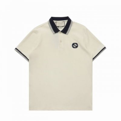 150 [顶级复刻版本] 品名: Gucci/古驰·经典互扣双G刺绣贴饰微标休闲Polo短袖T恤 款号：623017 颜色：宝蓝 杏色 尺码：M-Xxl 面料: