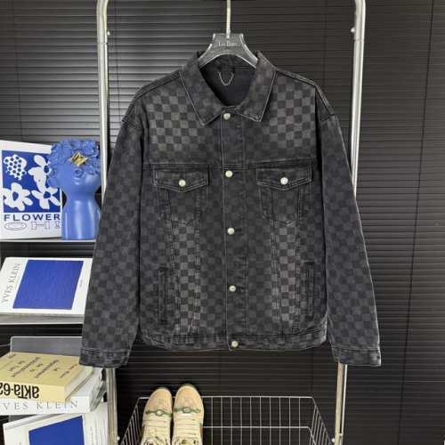 210 #090 当天到货 现货现配 Louis Vuitton路易25Ss黑棋盘格怀旧水洗渐变牛仔外套 这款最新版本采用水洗牛仔面料制成，面料采用定织粗斜纹布