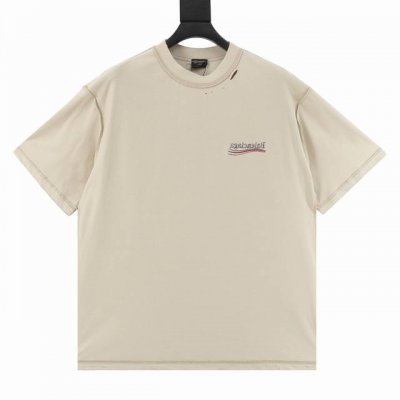 balenciga 巴黎世家 反转反穿 双面可穿 可乐刺绣圆领短袖T恤 采用纯棉柔软面料，对色定染面料，磨破工艺 进口立体前后绣花工艺，潮流感十足，定染纯棉面料