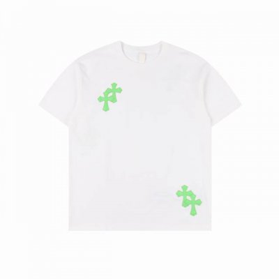 chrome Hearts 克罗心 荧光十字架短袖T恤 采用直喷进口机器印花 五金辅料均开磨定制 正确配置 黑色2025克罗心正品包装 克定制定染双纱棉 版型大