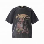 Vt969 图派克Tupac“只有上帝才能评判我”说唱歌手2pac人像Big Face数码直喷印花复古水洗做旧短袖T恤 小领口设计 白墨数码直喷印花 高街复古重