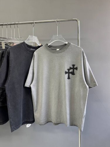 款号：7005-高端品质！25年最新款Choice Hearts雕刻硅胶烫钻做旧短袖T恤！ 面料：270G纯棉双纱 颜色： 做旧黑 做旧灰 尺码：S-Xl