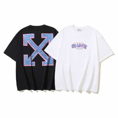 1125# Off-White纯棉260G重磅绘画箭头Off印花短袖T恤 黑色 白色 S M L Xl