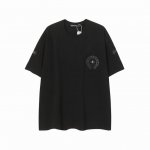 高版本Chrome Hearts克罗心 刺绣皮标马蹄十字短袖 前后贴皮设计 皮上面都有开模十字微标 面料使用 克全棉双纱面料 区别于市场低克重普通货 纹路清晰可