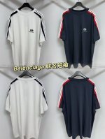 balenciaga巴黎世家25Ss插肩袖双环王拼色胸口刺绣经典Logo短袖T恤 原版开发 正确260G定织定染全棉双纱紧密棉面料 进口田岛绣花机器刺绣 立体清