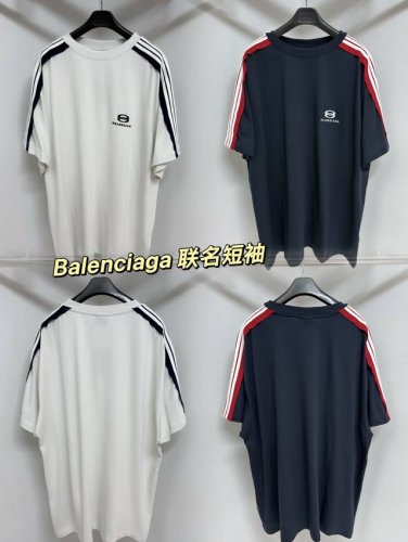 balenciaga巴黎世家25Ss插肩袖双环王拼色胸口刺绣经典Logo短袖T恤 原版开发 正确260G定织定染全棉双纱紧密棉面料 进口田岛绣花机器刺绣 立体清