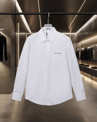 Dior 迪奥 爆款来袭 简约百搭款口袋字母Logo标语刺绣长袖衬衫 2025Ss官网新款长袖 衬衫 衬衣，精美刺绣Logo 高端版本，专柜定制面料 透气舒适度