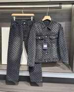 上衣 款号-Mx013 裤子180 款号-Mx014 Louis Vuitton 路易 威登 25Ss 棋盘格水洗渐变牛仔外套