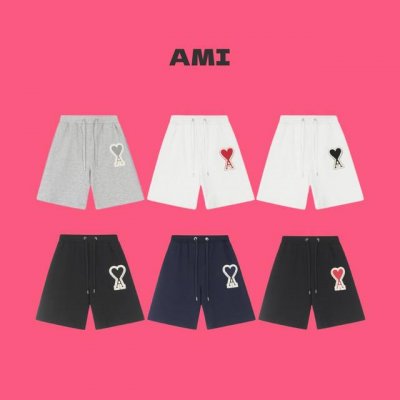 ami Paris 经典大 A 爱心章仔刺绣情侣休闲毛圈短裤-顶级版本 有配套短袖 Color：白色红心 白色黑心 灰色灰心 黑色黑心 黑色红心 藏青色 Siz
