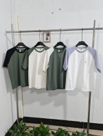Acmeitem爱棵米夏季轻量速干短袖运动户外撞色T恤上衣男女 颜色：白+紫绿+黑绿+米橄榄绿 尺码：Xssmlxl 以速干作为基础打底用醒目撞色分割服装形态，