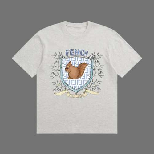 高端品质 Fendi 2025Fall 春夏系列 松鼠短袖T恤 区别普通印花 定织270G32支双纱纯棉面料 宽松版型 男女同款 Size：S M L Xl X