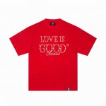 实拍图 钉珠工艺，请勿机洗 珍珠迎好运 Goodbrand Love Is Good珍珠标语短袖T恤 情侣同款 颜色：黑色 蓝色 红色 码数：S M L Xl