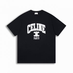 正确版高品质 Celine凯旋门2025Ss春夏新款印花Logo字母圆领短袖T恤 男女同款 Size:Xs S M L
