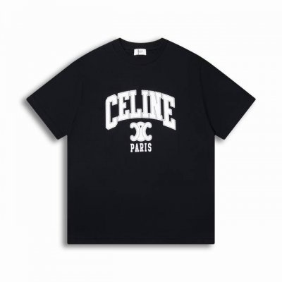 正确版高品质 Celine凯旋门2025Ss春夏新款印花Logo字母圆领短袖T恤 男女同款 Size:Xs S M L