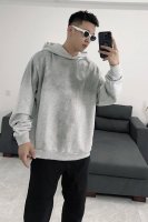 上身效果图！ P330 Acne Studios 1996连帽衫扎染做旧字母Logo印花男女同款卫衣 本款卫衣采用洗水做旧工艺，前后上半身均做了复古做旧设计，帽