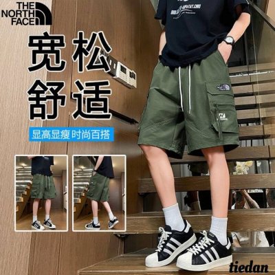 北面The North Face夏季新款，男女同款松紧腰抽绳立体双口袋百搭休闲五分裤，男士休闲短裤直筒裤！ 颜色:黑色，灰白色，军绿色 尺码:M-5Xl