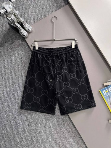gucci 古驰 2025新款 轻奢主义 植绒双G字母Logo 后贴布口袋 男女日常通勤穿搭必备 休闲短裤 定制毛圈面料 腰标吊牌洗水唛三标齐全 颜色：黑色 码