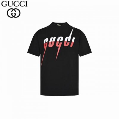 Gucci 古驰 24Fw 经典闪电短袖 采用32支双纱100%纯棉260G面料；搭配32支1X1棉盖丝罗纹。黑&杏&用进口染料定染，多次调配比例最大限度还原原