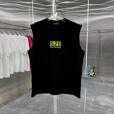 Bal 巴黎世家 2025夏季新款 无袖背心 厚板硅胶工艺 男女同款宽松版 S M L Xl Xxl 五个码 颜色 黑色 白色 灰色