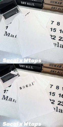 sacai X Wtaps 25Ss 联名短袖 男女同款 -面料：采用原版一比一定织定染14支280克水洗全棉Oe面料。 -辅料：原版拆解开发，一比一定制的小标