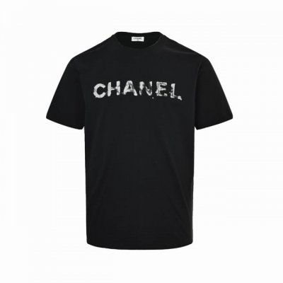 Chanel 香奈儿 25Ss 双C字母印花短袖 定做布料 印花辅料细节都是采用一比一复刻 采用280G棉质布料32支精双棉纱平纹 无蚀尘毛艺工处布理面 特拉种