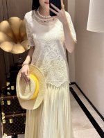 年夏装新品 水溶蕾丝重工钉珠上衣 时尚大气 杏 黄 粉 S-Xl