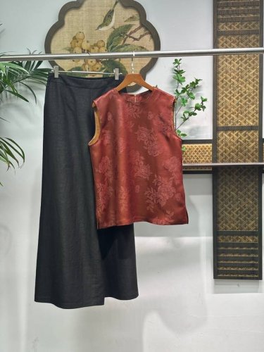 独家原创 100桑蚕丝红云纱气质大花背心 大货已出 M L Xl