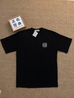 顶端刺绣品质罗意威Loewe 黑色基础款短袖宽松男女同款情侣款 采用抗菌260克新疆长绒棉重磅面料 透气舒适 怎么洗都不起球透气轻柔的短袖，让您穿着舒适一整天！