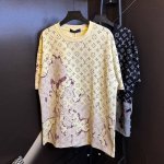 款号 M072 Louis Vuitton 路易威登Lv 2025新款火烧云提花涂鸦满印圆领短袖T恤 -面料采用320G 100%纯棉双纱面料 同缸定染特种加粗