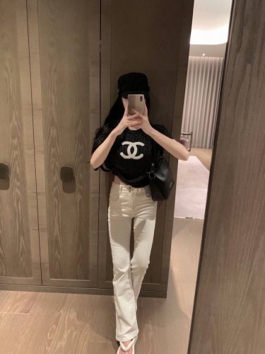 chane* 细闪针织上衣 植绒经典Logo 简约百搭 细闪面料 简约不单调