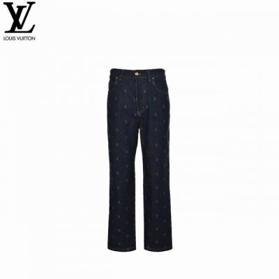 Louis Vuitton 路易威登 24Fw 满印老花Logo刺绣套装牛仔裤 采用430克牛仔布料，洗水后版型透气舒适，媲美Yb效果，搭配棋盘皮牌五金原版开模