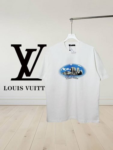 高版本]Louis Vuitton*路易威登 西部风景印花短袖T恤 *32支280G定制纯棉面料活性棉 面料透气舒适易清洗 *以西部风景为主题，采用了油墨印花图