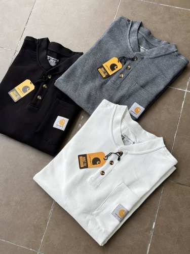 Carhartt K84 Heavyweight Short-Sleeve pocket Henley T-Shirt标签舒适亨利领针织套头短袖T恤 Loose