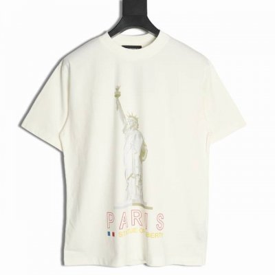 Balenciaga巴黎世家Blcg 自由女神短袖T恤 独家定织定染布料 质感柔软舒适 重工磨烂工艺 后背绣花 前幅数码直喷工艺 Os落肩宽松版型 春夏最新砖柜