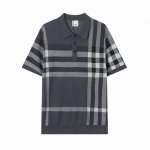 z204# Burberry 巴宝莉 圆领polo针织经典工艺毛衣短袖T恤 男女同款 颜色：咖啡 灰色 码数：Xs S M L