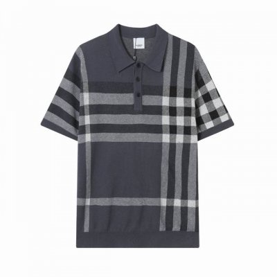 z204# Burberry 巴宝莉 圆领polo针织经典工艺毛衣短袖T恤 男女同款 颜色：咖啡 灰色 码数：Xs S M L