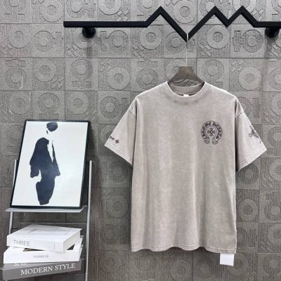 D Chrome Hearts 克罗心 做旧前后十字架梵文字母Logo印花 精致升级，灵感源自八十年代复古 原版面料 官方同款 320克洗水短袖 定制同缸染面料